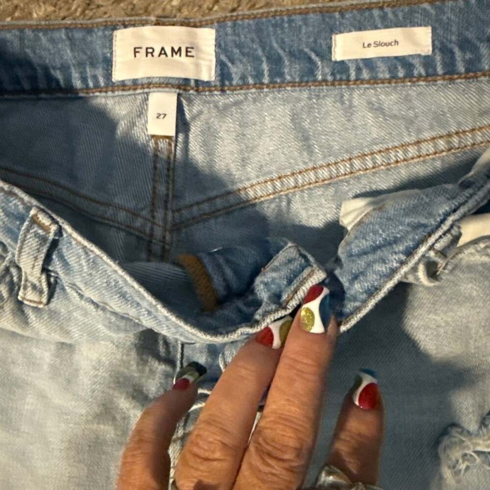 FRAME Le Slouch Jeans Size 27 Light Wash Distressed